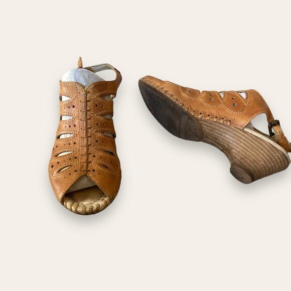 Pikolinos Tan Slingback Peeptoe Sandals Sz 36 Leather - Picture 2 of 5